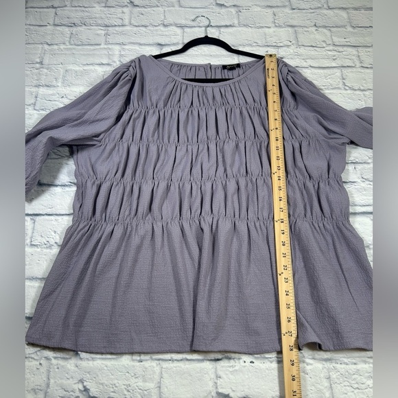 ODDY Lavender Smocked Blouse with Relaxed Fit and 3/4 Length Sleeves. Size 2X - Picture 6 of 8